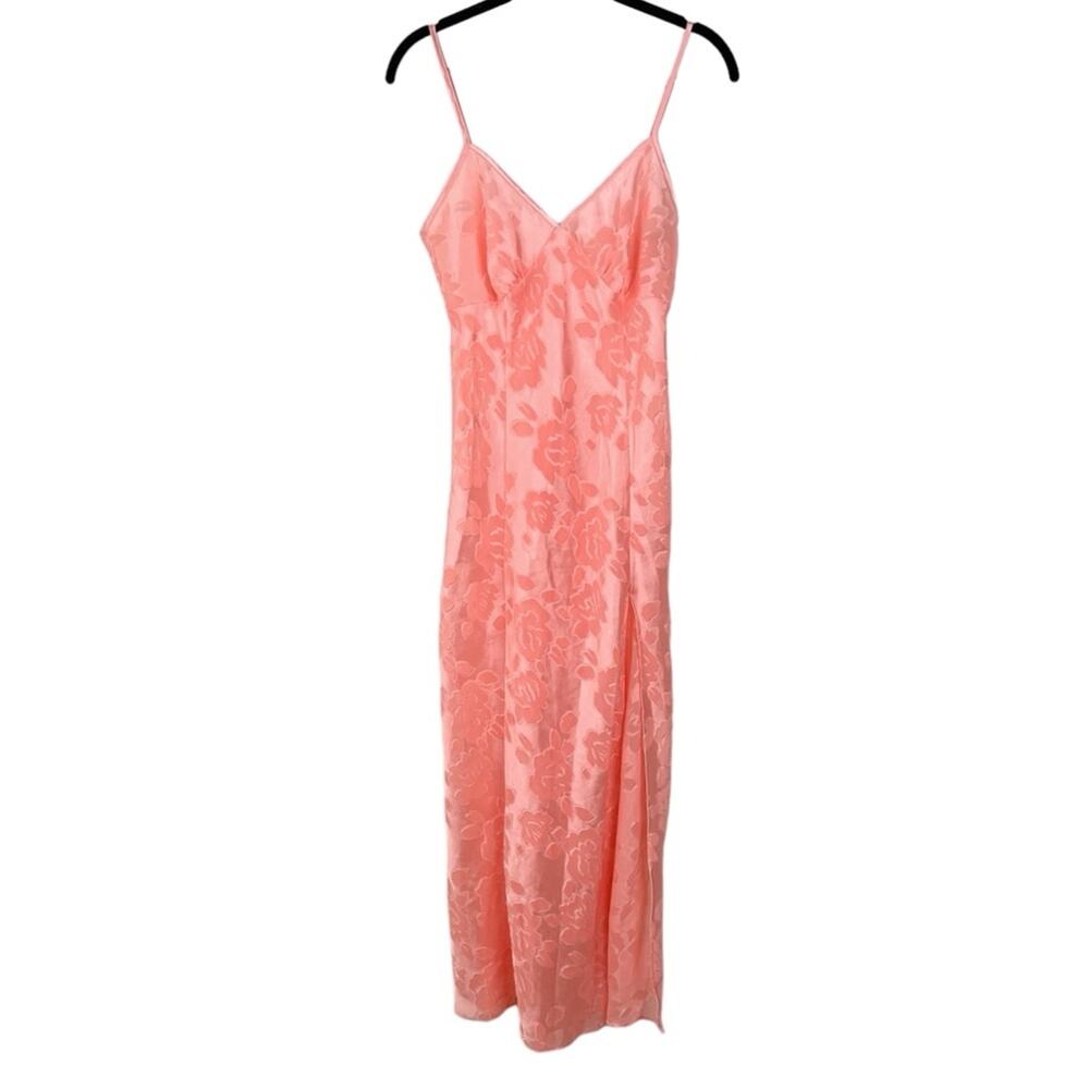 Vintage Victoria's Secret Gold Label Pink Floral Burnout Maxi Slip Dress M